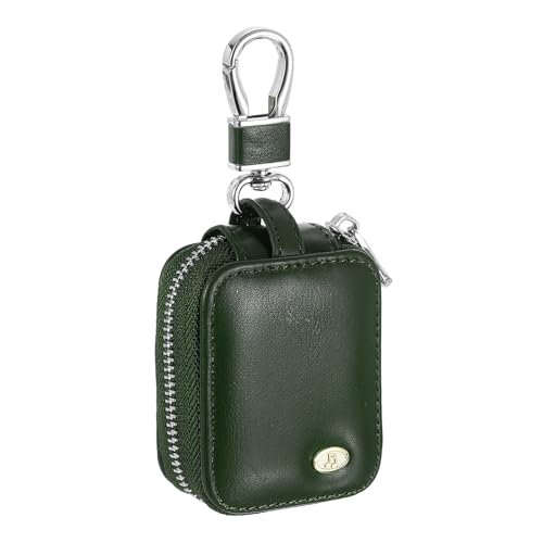 HARFINGTON Earbuds Cases, Earphone Case Holder, PU Leather Ear Buds Case Zipper Organizer Small with Mesh Pocket for USB Cable, Wireless Wired Earphones, Green - color: Green