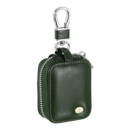 HARFINGTON Earbuds Cases, Earphone Case Holder, PU Leather Ear Buds Case Zipper Organizer Small with Mesh Pocket for USB Cable, Wireless Wired Earphones, Green - color: Green