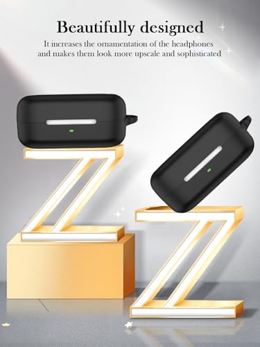 Case for Sony WF-C510 Truly Wireless in-Ear Bluetooth Earbud,Soft Protective,Shockproof, BOVUGAC Silicone Case Cover with Keychain & Cleaning Kit & Lanyard-Black - color: Black