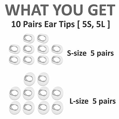 A-Focus 10 Pairs S/L Galaxy Buds Live Ear Tips Adapter Set Replacement Wing Earbuds Cushion Ear Gel Cover Skin Accessories Compatible with Samsung Galaxy Buds Live SM-R180, Mystic White - color: white