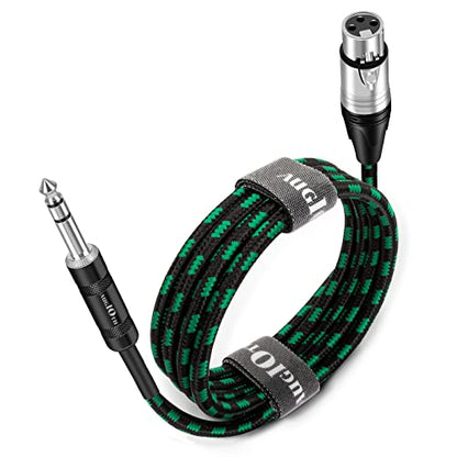 XLR Female to 1/4 Cable 10ft 3 Meter Green Braided | Balance 6.35mm TRS Plug to 3-pin XLR Female Cannon Mic Cable - color: Green TRS to XLR female, size: 10ft