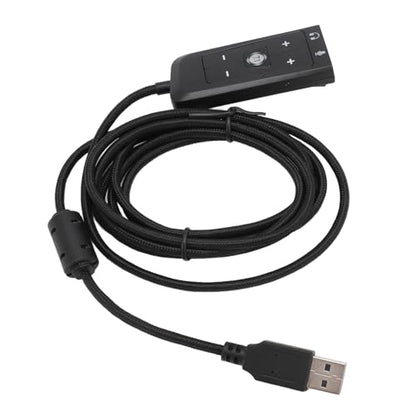 USB to 3.5mm Jack Audio Adapter, External Stereo Sound Card with Headphone and Microphone Jacks, Volume Control, LED Indicator, for PC for Cloud II
