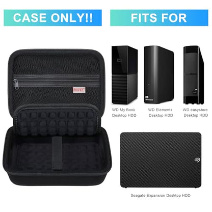 BOVKE Hard Drive Case for WD Elements My Book Seagate Expansion Desktop External Hard Drive HDD 6TB 8TB 10TB 12TB 14TB 16TB 18TB 22TB 24TB 26TB 28TB, 3.5 Inch Portable Desktop HDD Case, Black+Black - color: Black+Black