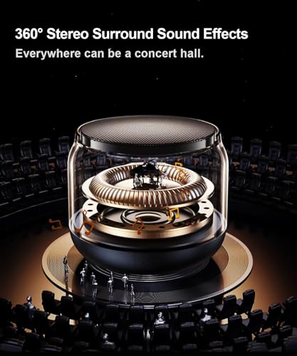 Mini Portable Bluetooth Speaker, TWS Pairing Bass LED Lights, Rechargeable | Long Playtime, Stereo Sound, BT 5.3, Home & Outdoor, AUX Input, TF Card, Lanyard, Christmas Birthday Gifts for Men Women Kids - color: Black