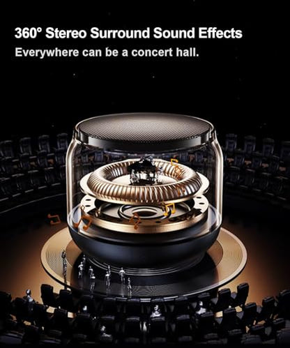 Mini Portable Bluetooth Speaker, TWS Pairing Bass LED Lights, Rechargeable | Long Playtime, Stereo Sound, BT 5.3, Home & Outdoor, AUX Input, TF Card, Lanyard, Christmas Birthday Gifts for Men Women Kids - color: Black