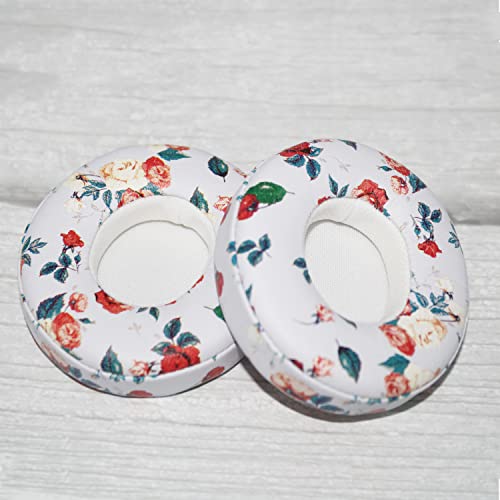 Solo 2/3 Wireless Earpads Replacement Protein Leather & Memory Foam Ear Cushion Cover Compatible with Beats by Dr. Dre Solo 2.0 Solo3 Wireless On-Ear Headphones (Floral White) - color: Floral White