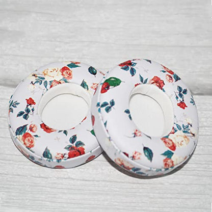 Solo 2/3 Wireless Earpads Replacement Protein Leather & Memory Foam Ear Cushion Cover Compatible with Beats by Dr. Dre Solo 2.0 Solo3 Wireless On-Ear Headphones (Floral White) - color: Floral White
