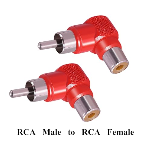 CNARIO 2PCS Right Angle RCA Adapter, RCA 90 Degree Adapter | 90 Degree RCA Adapter for Extension AV/TV Audio Video Cable S/PDIF, Subwoofer, Phono, Composite, Component