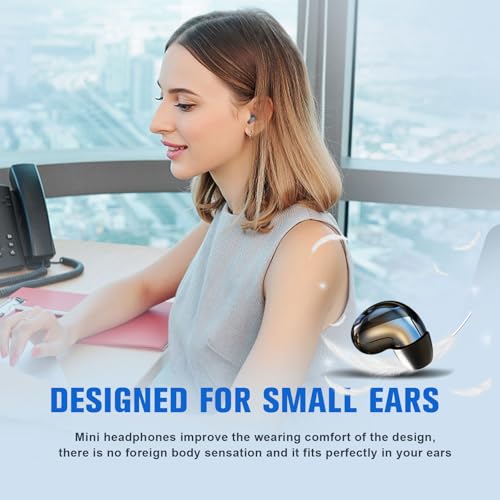 Invisible Smallest Mini Earbuds Wireless Bluetooth Ear Buds for Small Ears Canals, Discreet Low Profile Spy Earpiece Wireless Tiny Micro Hidden Earbuds with Microphone Small Headphones for Work-Black - color: Black