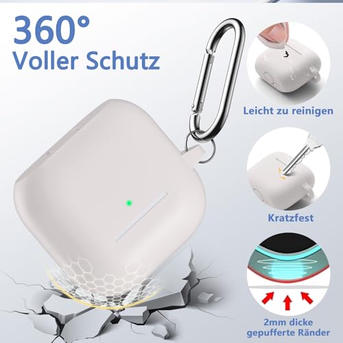 for Airpods 4th Generation Case Cover(2024),Soft Silicone Full Protective Case for AirPods 4 Case with Keychain & Cleaner Kit,Compatible with Apple Airpods 4 for Women,Men（Starlight） - color: Starlight