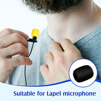 Juexica 30 Pcs Lavalier Microphone Windscreen Foam Covers 5 Colors Mini Lapel Mic Cover for Headset Microphone Noise Reduction Compatible with Most Small Microphones