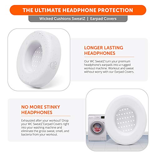 WC SweatZ Studio - Patented Covers for Beats Studio 3 (A1914) & 2 (B0500) | Made by Wicked Cushions | Made with Premium Silicone | Also fits B0501 | White - color: White