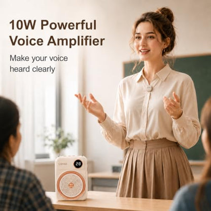 Voice Amplifier for Teachers with Dual Magnetic Wireless Lavalier Microphones & Noise Reduction - Bluetooth Portable Rechargeable Speaker for Classroom, Meetings, Yoga, Speeches
