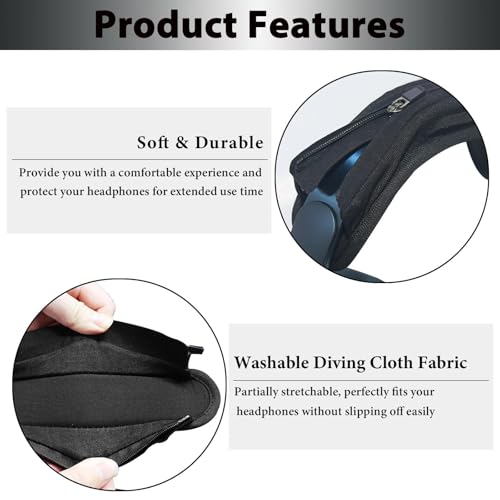 Adhiper Headphone Headband Cushion Cover for Anker Soundcore Space One, Q45, Life Q35 Q30, Q20, Q20i, Q11i, Q10 Headphones, 6mm Thick Soft Cover for Pressure Relief & Anti-Peeling, with Hanging Loop