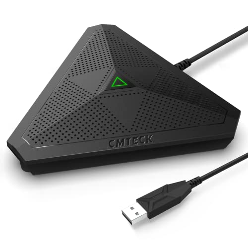 CMTECK Conference USB Microphone, Plug-and-Play Omnidirectional Desktop Mic | Built-in mute button; compact desktop design. Crystal-clear pickup for meetings, streaming. Works with Windows/macOS - color: WITHOUT SPEAKER (black)