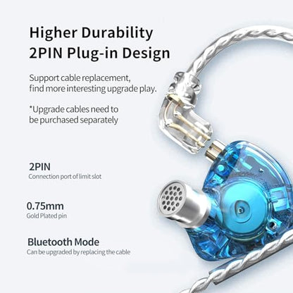 KZ Zax in Ear Headphones 7BA+1DD Hybrid 16 Drivers HiFi Noise Cancelling in Ear Monitor, Zin Alloy Shell Metal Wired Earphone with 3.5mm Jack Detachable 2 Pin 0.75mm Cable (No mic, Silver) | HiFi Sound Isolating Wired Earbuds, Zin Alloy Shell Metal Earpho