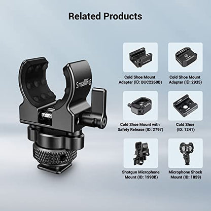 SmallRig Shotgun Microphone Holder (Cold Shoe), Built-in Soft Silicone, Bumps and Noises Absorption BSM2352