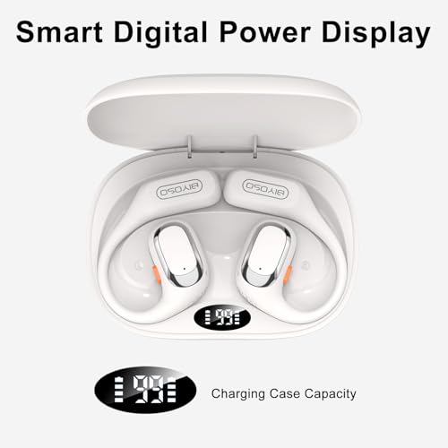X52 Open Ear Headphones, Bluetooth 6.0 | Wireless Earbuds with Earhooks, Anti-Accidental Touch, LED Display, 30H Playtime, Sport Headphones for Running Workout, White - color: White