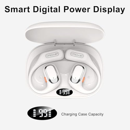 X52 Open Ear Headphones, Bluetooth 6.0 | Wireless Earbuds with Earhooks, Anti-Accidental Touch, LED Display, 30H Playtime, Sport Headphones for Running Workout, White - color: White