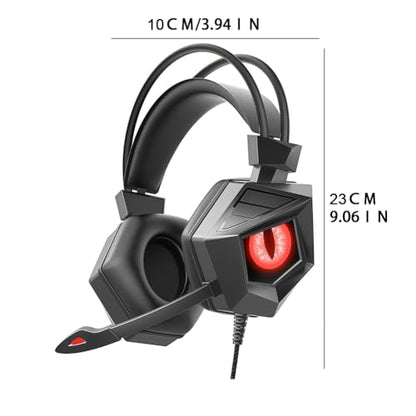 Wired Gaming Headset with 7.1 Surround Sound,Noise Cancelling Over-Ear Headphones with Mic,RGB Light,Lightweight Soft Memory Earmuffs for PC/PS4/PS5（Red） - color: Red