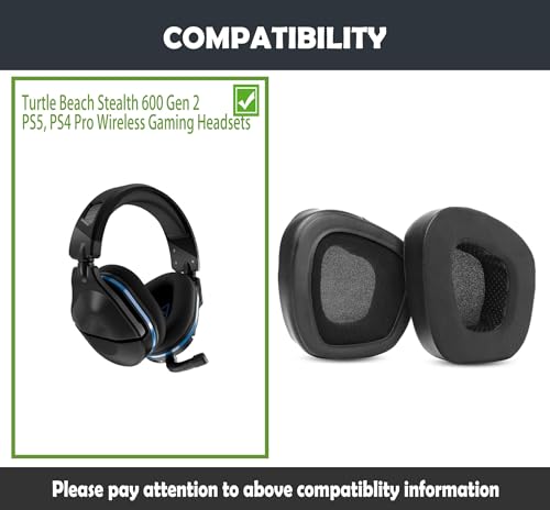 Stealth 600 Gen2 PS5 Earpads Replacement for Turtle Beach Stealth 600 Gen 2 PS5/PS4 Pro Wireless Gaming Headsets Ear Cushions with Cooling Gel Layer