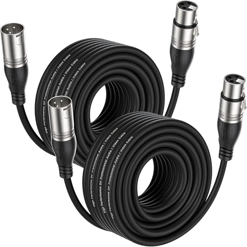 EBXYA XLR Cable 50ft 2 Packs Microphone Cable with 3-Pin XLR Male to Female | Balanced, Professional Shielded, for Mic, Mixer, Speaker Systems, Radio Station and Podcast, Black - color: Black, size: 50 Feet-2 Pack