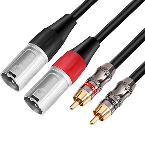 Dual XLR Male to RCA/Phono Audio HiFi Cord, 2 XLR to 2 RCA Interconnect Lead Patch Wire Adapter, 3.3 FT - size: 3.3 FT