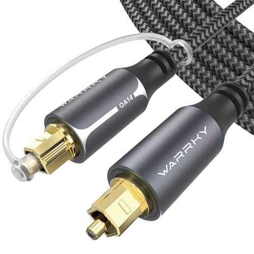 Warrky Optical Audio Cable, 15ft / 4.5m Optical Cable for Soundbar [Nylon Braided, Slim Metal Case, Gold-Plated Plug], Fiber Optic Audio Cord Compatible with Samsung, Vizio, LG, Bose, Sony, Sonos | Fiber Optic Toslink Cable for Soundbar and Home Theater —