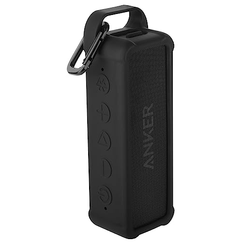 Silicone Case Compatible with Anker Soundcore 2 Portable Speaker, Protective Travel Case Cover with Handle and Carabiner for Anker Soundcore 2 Speaker (Black)
