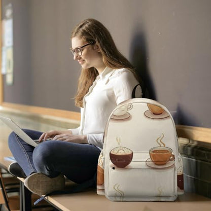 Travel Backpack for Women Men Carry On Backpack Coffee Collection Laptop Bag Lightweight Casual Daypack - color: Coffee Collection