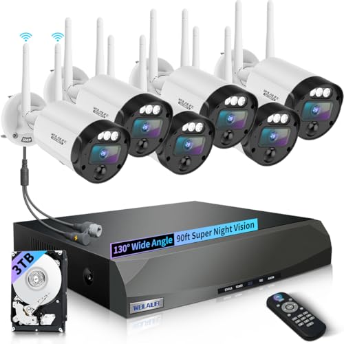 Wireless Security Camera System, Home WiFi Video Surveillance Systems | No Monthly Fees, 5MP HD, 130° Wide Angle, 2-Way Audio, 90FT Night Vision, Motion Detection - style: 5MP 6-Cams 3TB【60-Day Storage】