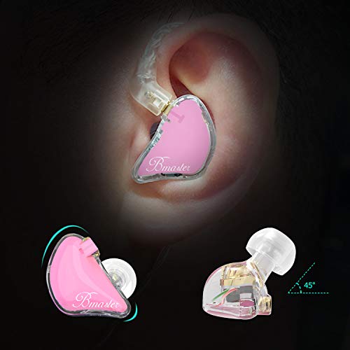BASN Bmaster in Ear Monitor Headphones Triple Driver Earphones with Two Detachable MMCX Cable Fit in Ear Suitable for Audio Musician Drummer(Pink) - color: Pink