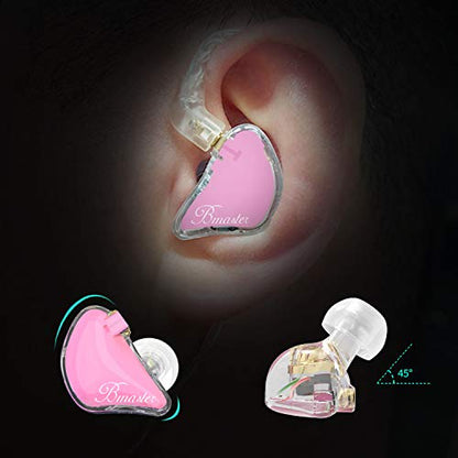 BASN Bmaster in Ear Monitor Headphones Triple Driver Earphones with Two Detachable MMCX Cable Fit in Ear Suitable for Audio Musician Drummer(Pink) - color: Pink