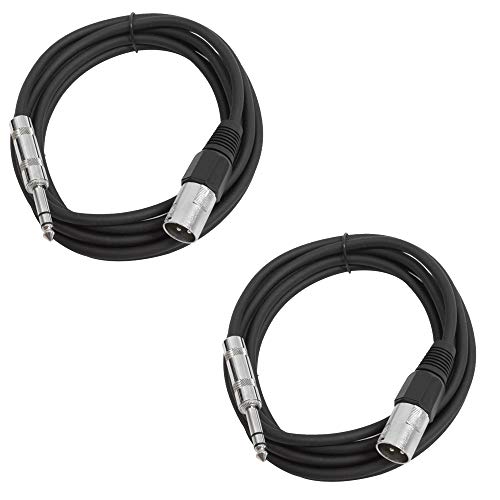 Seismic Audio - SATRXL-M10-2 Pack of 10 Foot 1/4 Inch TRS to XLR Male Patch Cables - Balanced - 10 Foot Patch Cord - Black and Black - color: Black and Black