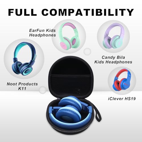 Kids Headphone Case for Acer/iClever/Candy Bila, Black(Case Only) | for iClever BTH12/HS19/BTH22/BTH20/BTH18/BTH26, JBL Junior 320/320BT, MIDOLA, JoySpark, eKids, ADOOPE, JLab Kids Headphones - color: Black