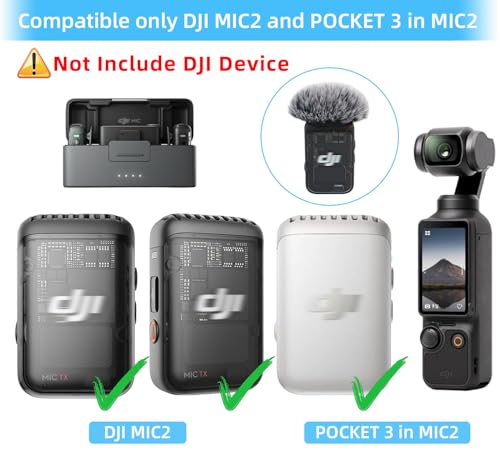 Microphone Windscreen Compatible with DJI MIC 2 (Not for DJI MIC 1) / OSMO POCKET Microphone Furry Wind Muff (2 Packs-Grey) - color: gray-2pcs