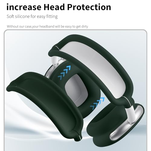 Maxjoy for AirPods Max Case, Soft Silicone Ear Cups & Headband Cover, Anti-Scratch Protective Accessories, Dark Green - color: Dark Green