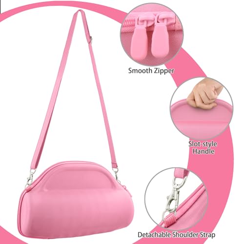 co2CREA Case for JBL Charge 6 Portable Bluetooth Speaker, Pink | High-Density Foam Padding, Reinforced Handle, Detachable Shoulder Strap, Compact Lightweight Design, Dust Protection - color: Pink Case