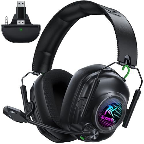 Krysenix Wireless Gaming Headset for Xbox Series,PC,PS5,PS4,Switch-Black | 50mm Drivers,2.4 GHz Wireless & Bluetooth 5.4 Gaming Headphones with Noise Canceling Microphone,RGB Lighting,1200mAh Battery - color: Black for XBOX