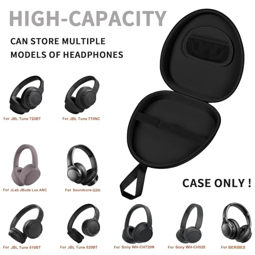 GWCASE Headphone Travel Case with Secure Strap and Accessory Pocket, Black | Hard Shell Protection, Fits Most Foldable Over-Ear Headphones, 7.87 x 6.8 x 0.9 in Interior, for Daily Carry, Case Only - color: Black