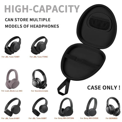 GWCASE Headphone Travel Case with Secure Strap and Accessory Pocket, Black | Hard Shell Protection, Fits Most Foldable Over-Ear Headphones, 7.87 x 6.8 x 0.9 in Interior, for Daily Carry, Case Only - color: Black