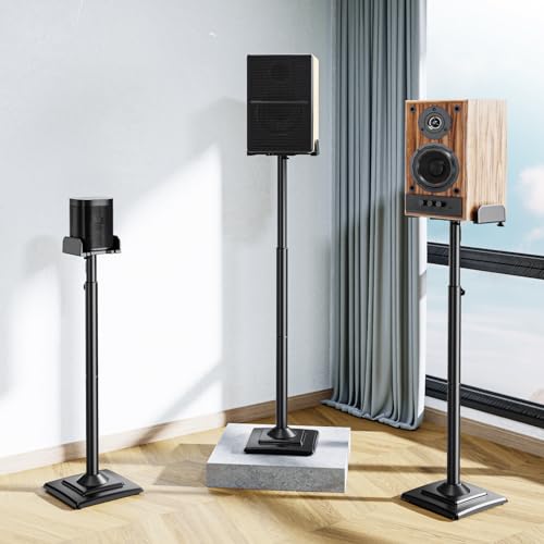 MOUNTUP Universal Speakers Stands Pair 34" to 43.3" Height Adjustable Holds Bookshelf Speakers Satellite Speakers Up to 11LBS Cable Concealing 1 Pair Spring-Loaded Plate Extends to 10" MU9138 Black - size: 34-43" Height