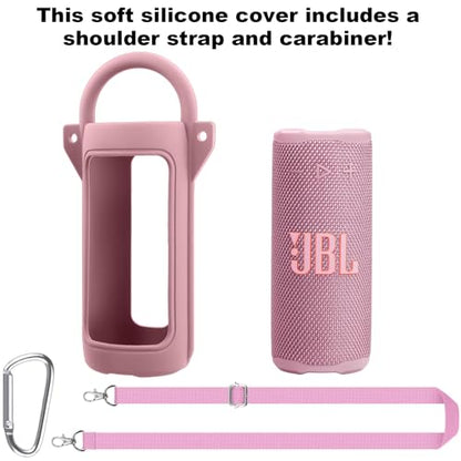 for JBL Grip Portable Waterproof Speaker Silicone Case, Army Pink | Portable Travel Soft Cover with Adjustable Shoulder Strap and Carabiner, Protective Skin Case, Anti-Slip Feet - color: Army Pink Case