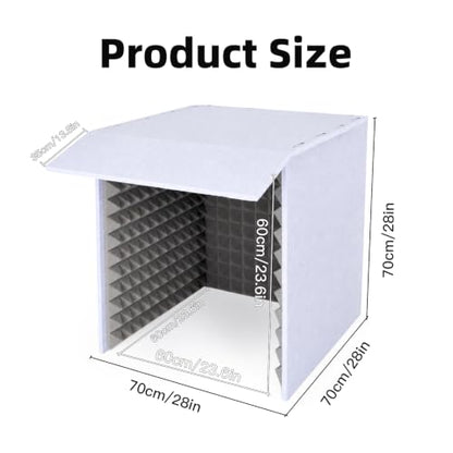 Portable Vocal Booth, 28 Inch Desktop Sound Isolation Recording Booth Box, Foldable Microphone Isolation Shield with 2 Inch Acoustic Foam for Podcast, Voice Over, Singing, Studio (Grey)