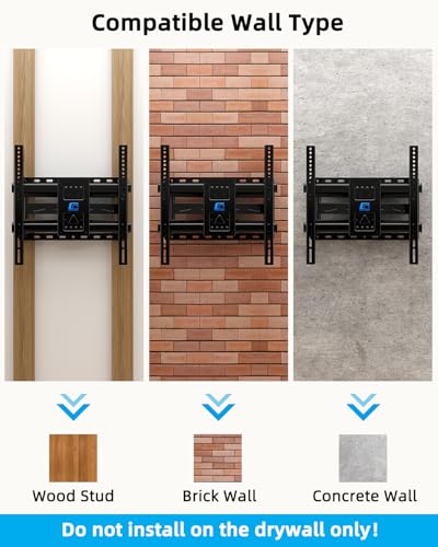 HOME VISION Full Motion TV Mount with Soundbar Bracket, 32-70" TVs, 132 lbs | Articulating Dual Arms, Smooth Swivel & Tilt, Max VESA 400x400 , Fits 8"/12"/16" Studs, Fits Universal Soundbars - size: 32-70" FM w/5746