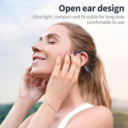 Bone Conduction Headphones,IPX7 Waterproof Wireless Bone Headphones,Open Ear Headphones Bluetooth 5.3 Built-in Mic,10H Playtime for Running,Cycling,Hiking,Gym,Workout. - color: Gray