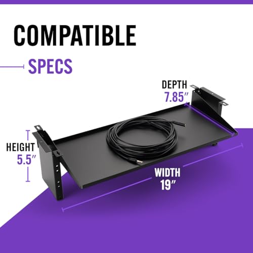 On-Stage WSA7520 Two-Space Rack Mount (Under-Furniture 2U Rack Bracket with Optional Shelf, Securely Holds Rackmount Components, WS7500 Workstation Accessory, Steel Construction, Black)