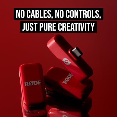 RØDE Wireless Micro - Compact Wireless Microphone, Two Mics with Charge Case for Smartphone Content Creation - USB-C, Red | Two Mics with Charge Case for Smartphone Content Creation, USB-C, Red - color: USB-C Red