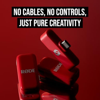 RØDE Wireless Micro - Compact Wireless Microphone, Two Mics with Charge Case for Smartphone Content Creation - USB-C, Red | Two Mics with Charge Case for Smartphone Content Creation, USB-C, Red - color: USB-C Red