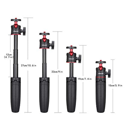 ULANZI MT-08 Mini Extension Pole Tripod for Phone Camera | Extends to 21.3in, Phone Holder Included w Cold Shoe Mount, 2-in-1 Tripod Grip, for iPhone Android Canon Sony - color: Black